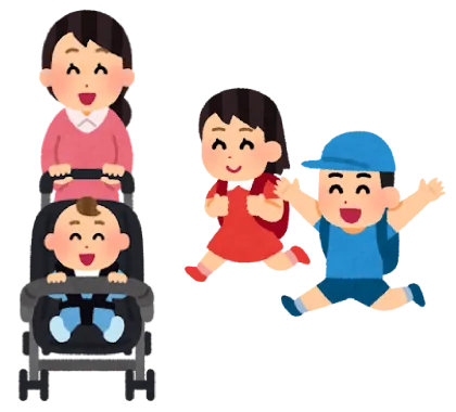 Children and a baby with an adult, representing child fares